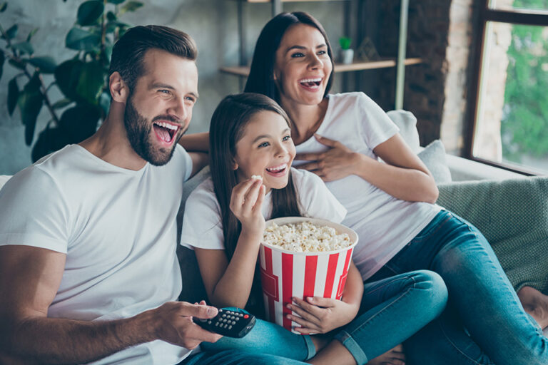 Family watching TV